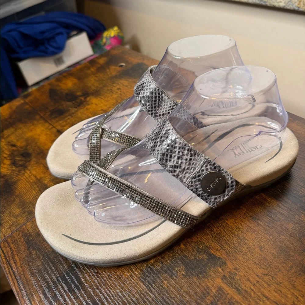 Aetrex Women's Izzy Sparkle Orthopedic Slide Sandals for Women Casual Size 10